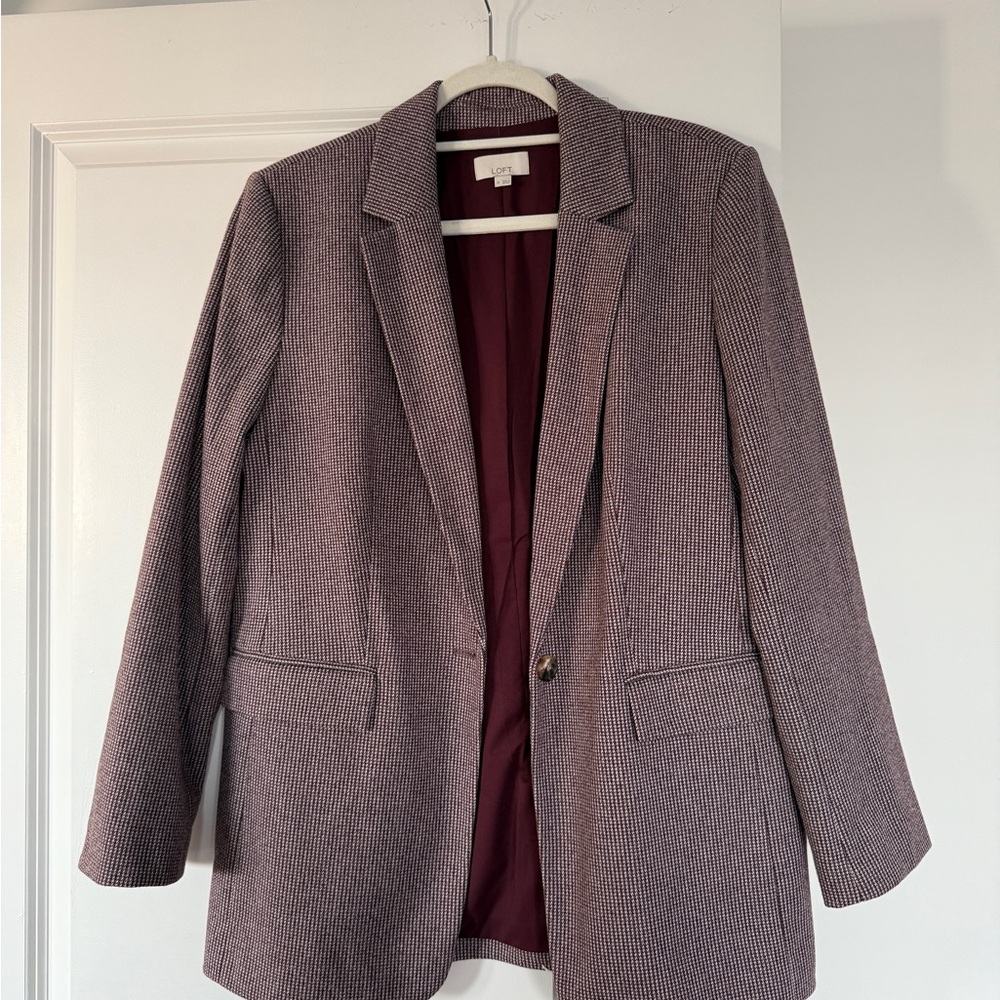 LOFT Women's Houndstooth Blazer - Black and White - Picture 2 of 3